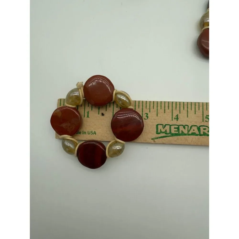 napkin rings natural red brown stone  set of 4